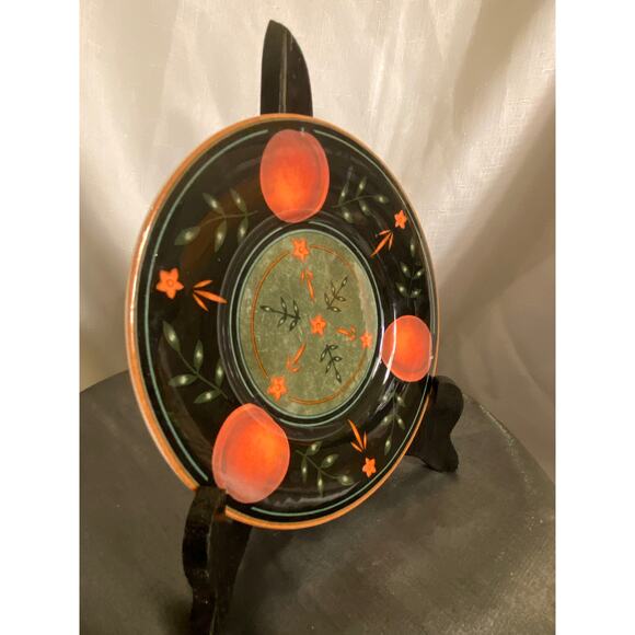 Decorative plate by Victoria & Beale 6.25" Black with Orange "Passon" design EUC - Picture 3 of 10